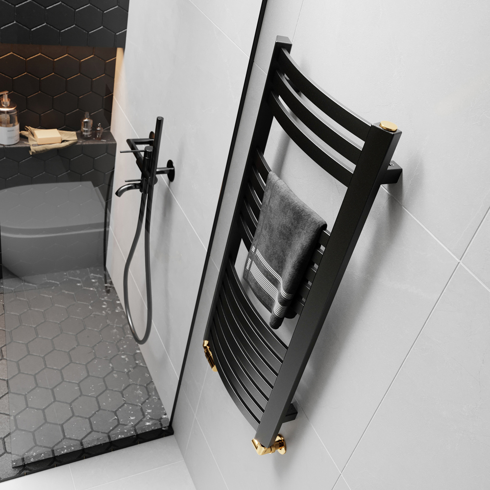 Terma Dexter 1102 BTU Matt Black Electric Heated Towel Rail 860 x 400mm Image 7