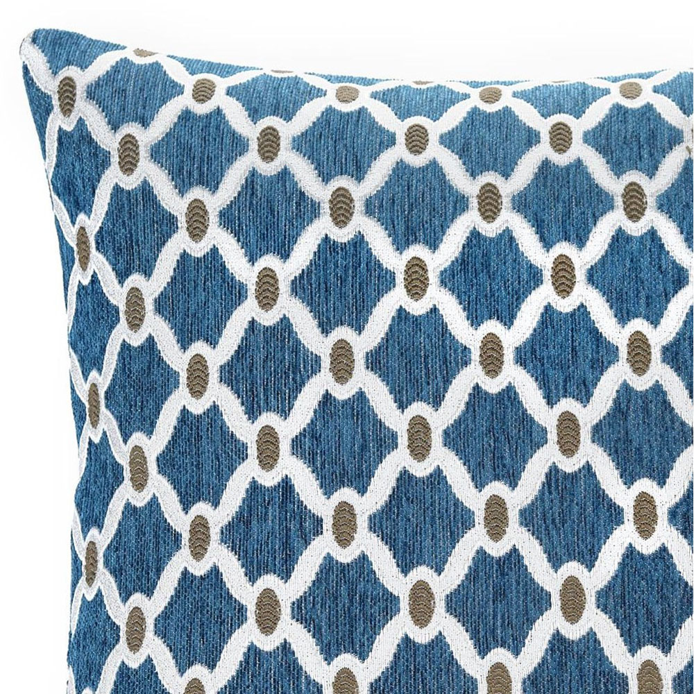 Alan Symonds Berkeley Teal Chenille Geometric Cushion with Polyester Filled Pad 45 x 45cm 4 Pack Image 3