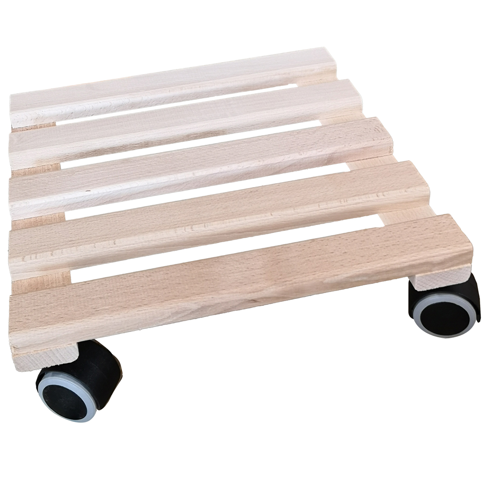 Samuel Alexander Square Wooden Plant Pot Stand Trolley on Castors 29 x 29cm Image 1