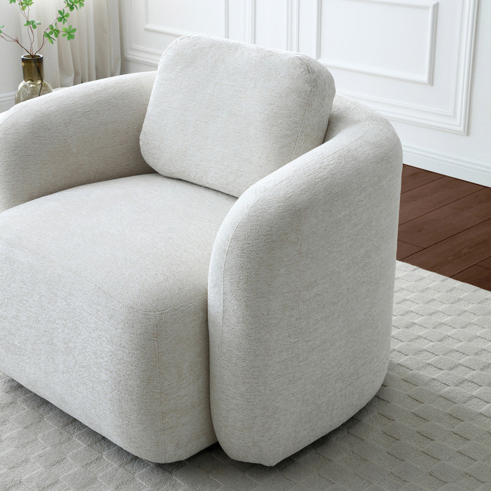 Molly Natural Soft Chenille Swivel Armchair Image 7