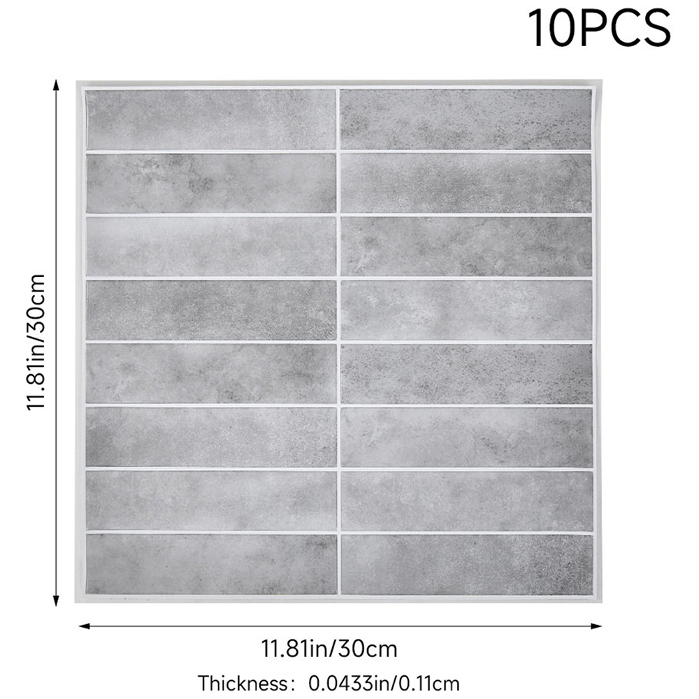 Living and Home Light Grey Peel and Stick Wall Tile Sticker 30 x 30cm 10 Pack Image 8