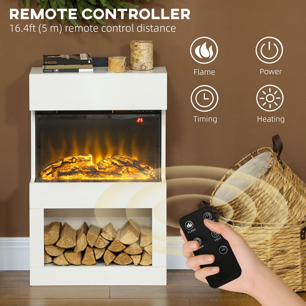 HOMCOM White Electric Fireplace and Mantel with Remote 2000W Image 7