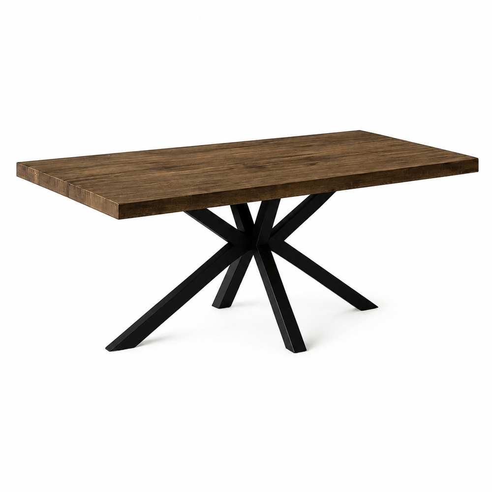 Homebase Sleek and Slender Jacobean Brown 4 Seater Dining Table with Spider Leg Image 2