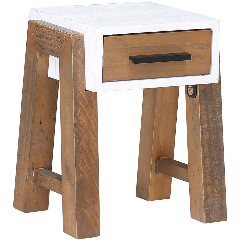 Baumhaus Trinity Single Drawer White and Brown Open Side Table Image 3
