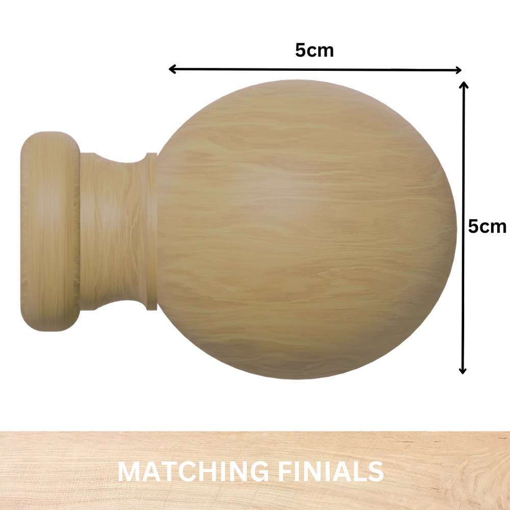Caecus 240cm Oak Wooden Curtain Pole Image 3