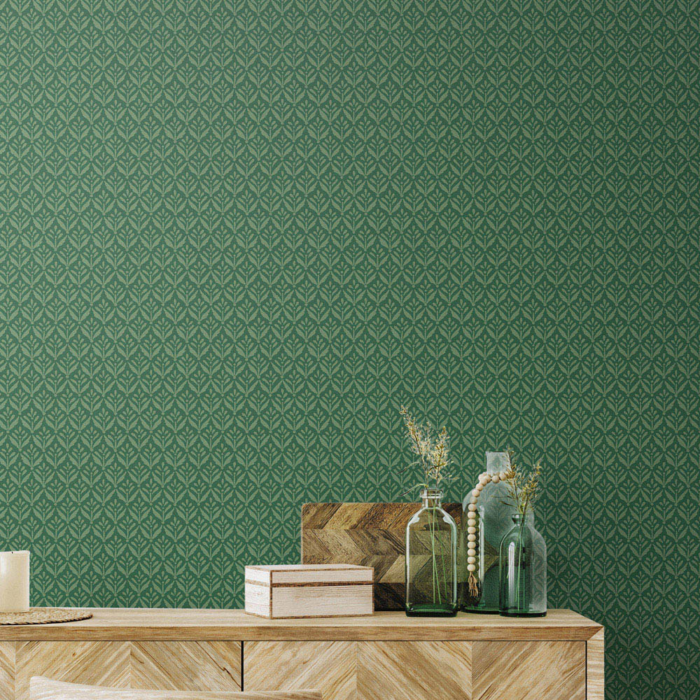 Hoopla Walls Purity Mini Leaf Green Wallpaper Image 2