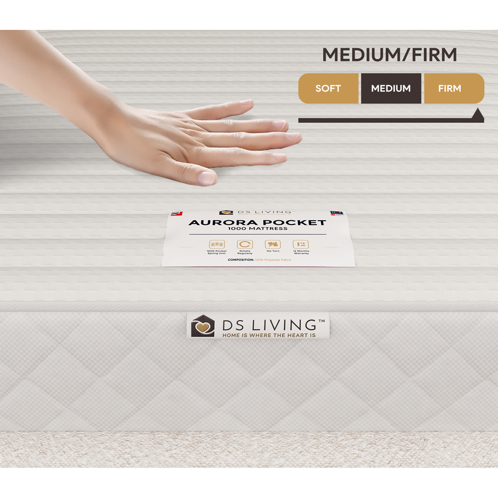 DS Living Aurora Serenity Small Double 1000 Pocket Sprung Mattress with Comfort Layers Image 5