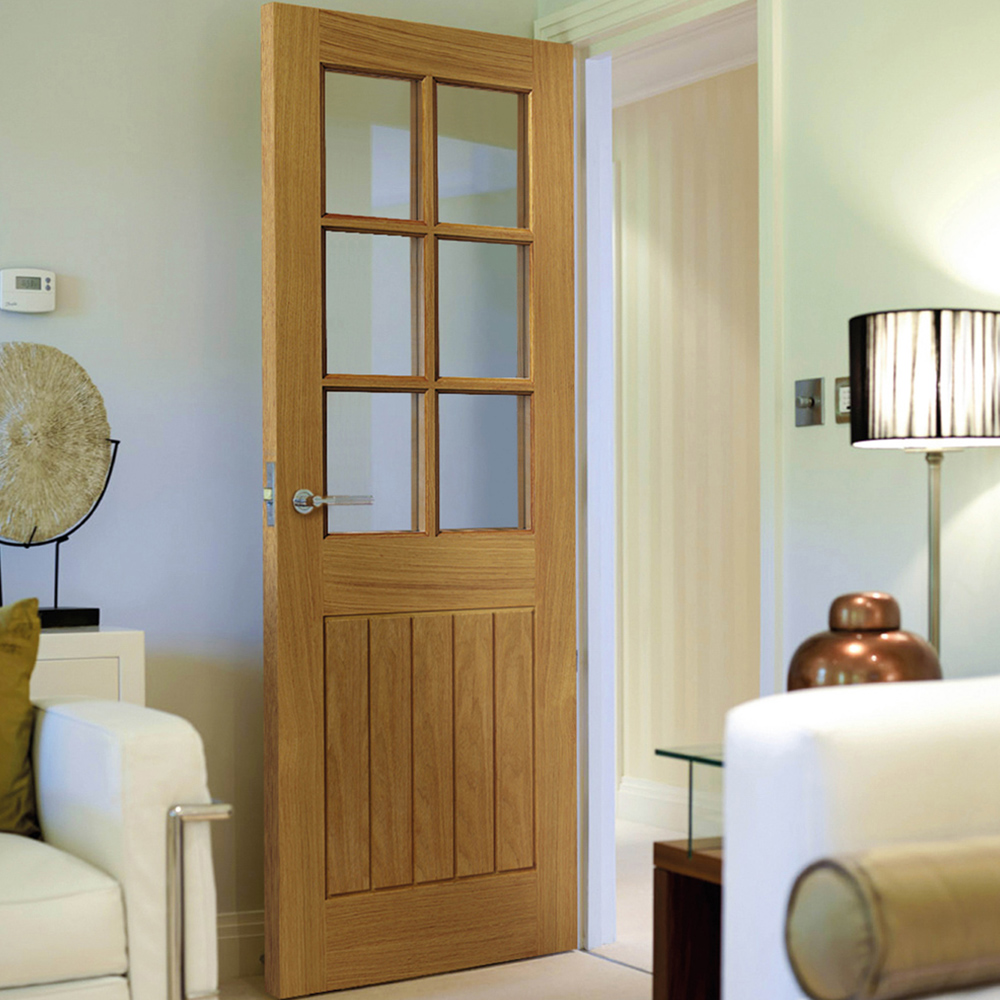 JB Kind Thames Cottage Oak 6 Glazed Internal Door 2040 x 826mm Image 2