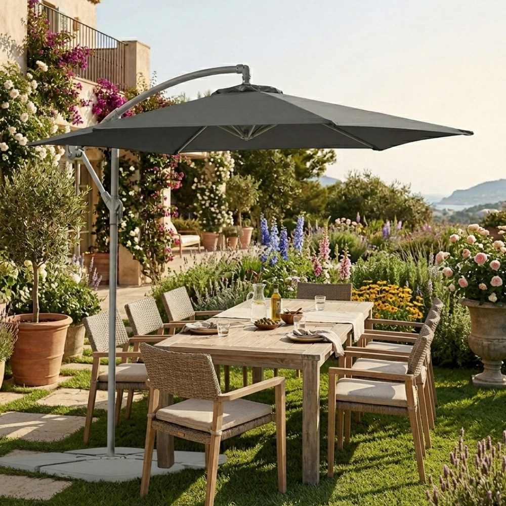 Garden Gear Charcoal Cantilever Parasol with Cover 2.7m Image 4