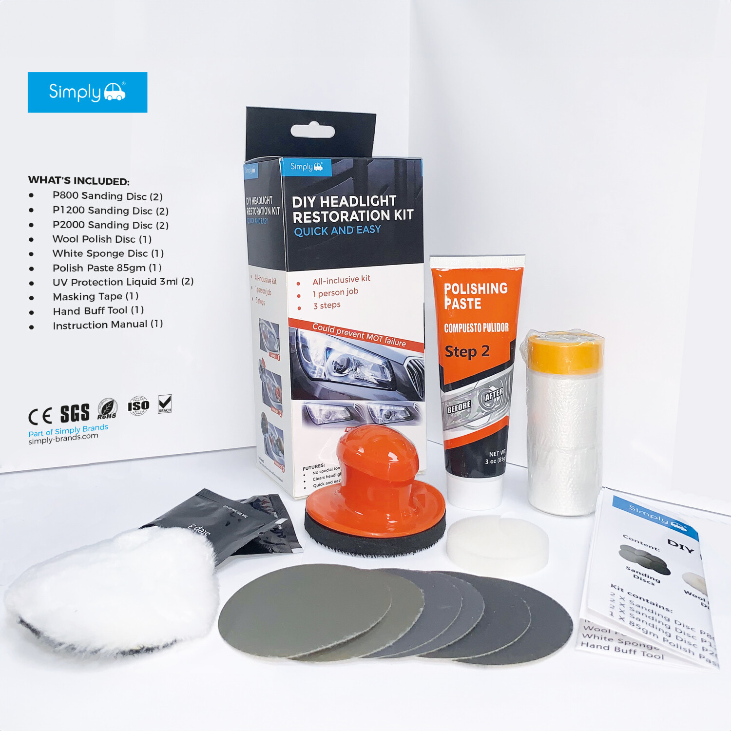 Simply Auto Headlight Restoration Kit - Multicolour Image 4