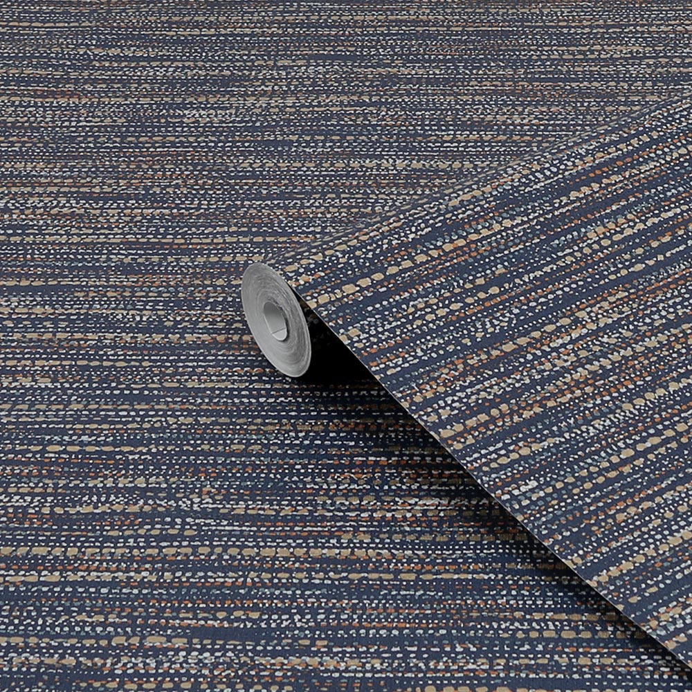 Boutique Chunky Horizontal Weave Indigo Wallpaper Image 2