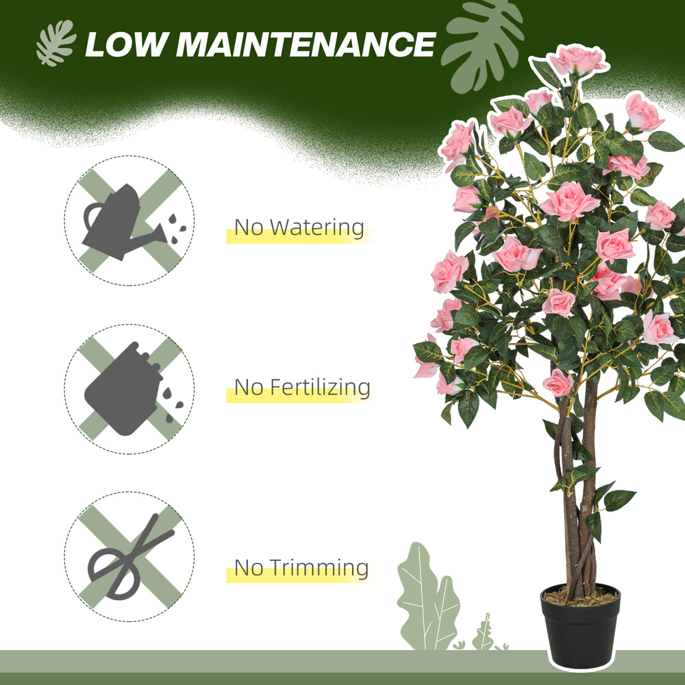 Portland Pink Rose Decorative Artificial Plant in Pot 2 Pack Image 7