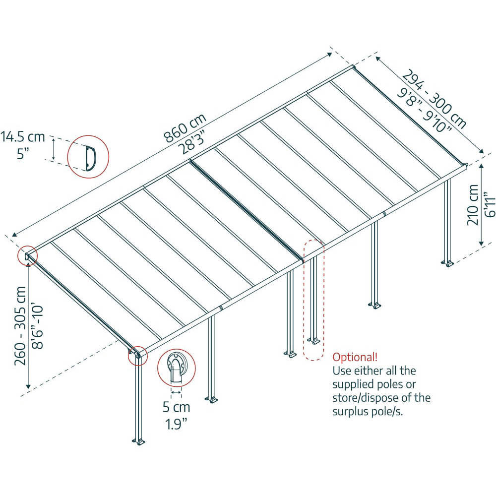 Palram Canopia Olympia White Clear 3 x 8.51m Patio Cover Image 6