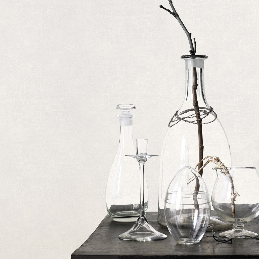 Galerie Natural FX Crocodile Style White Wallpaper Image 2