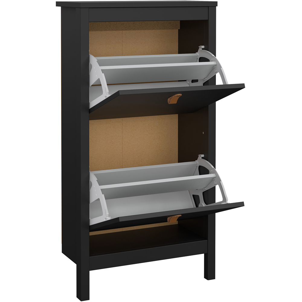 Florence Barcelona 2 Flip Down Doors Matt Black Shoe Cabinet Image 4