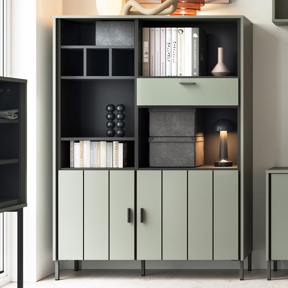 Furniture To Go Arundel 2 Door 2 Drawer Green Bookcase Image 1