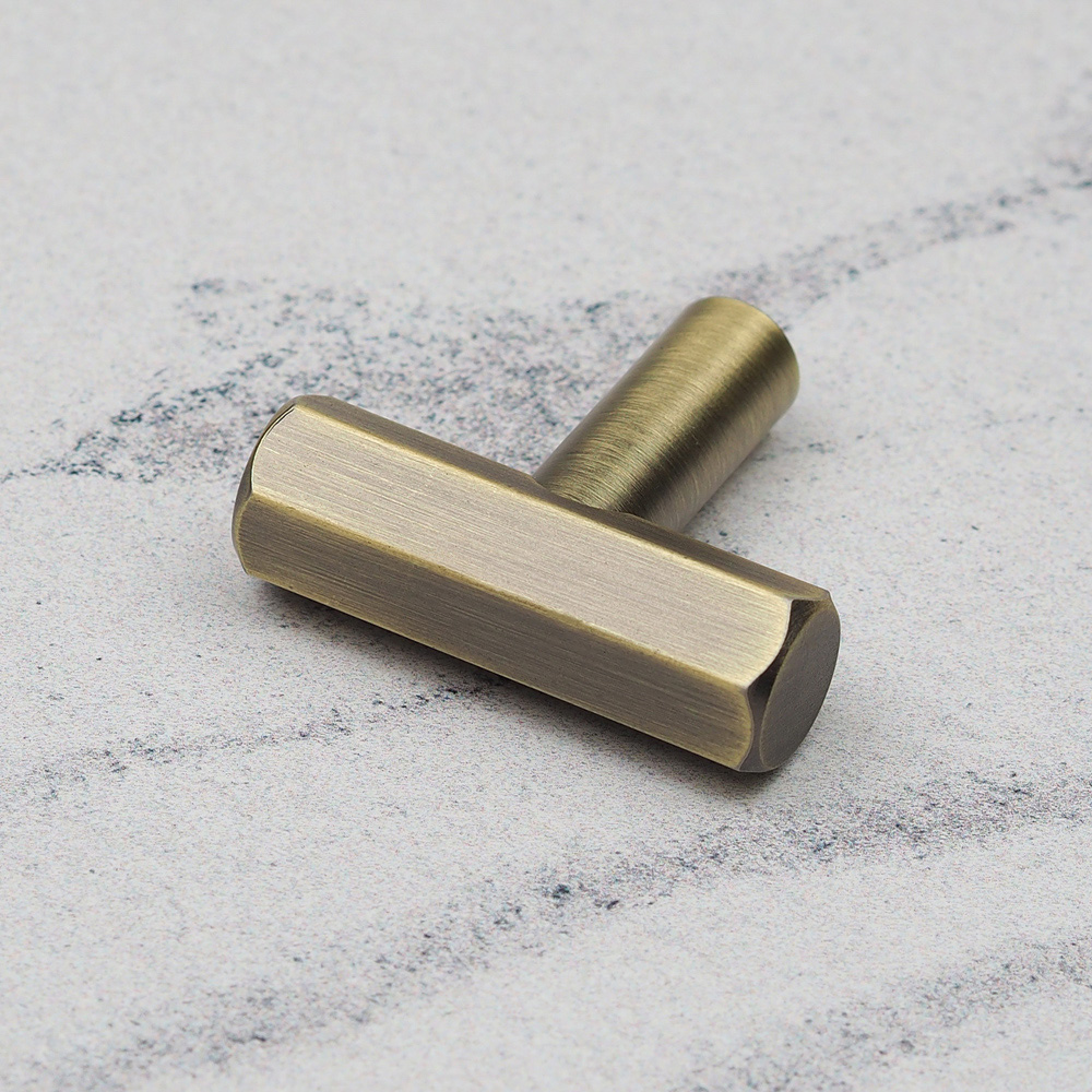 Handle & Home Antique Brass Hexagon T-Bar Pull Cupboard Knob 40mm Image 8