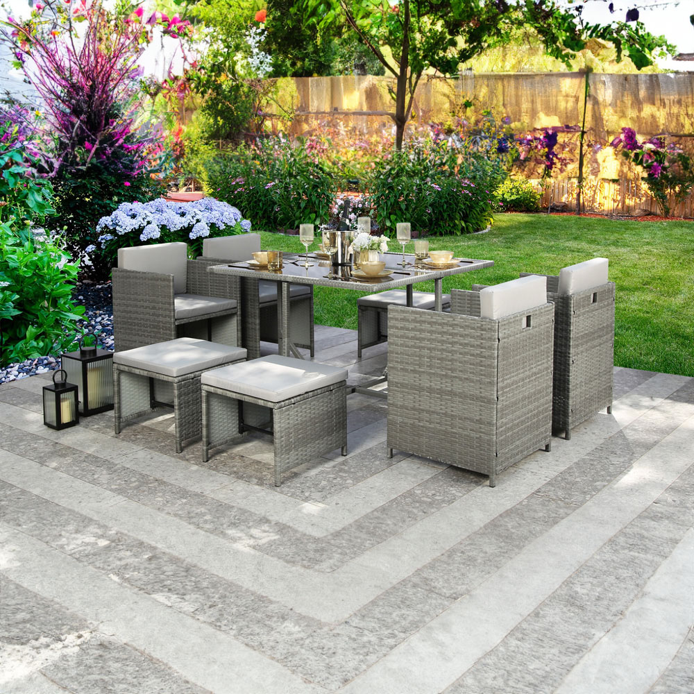 Home Garden Direct Athena 8 Seater Cube Dining Set Grey Image 6