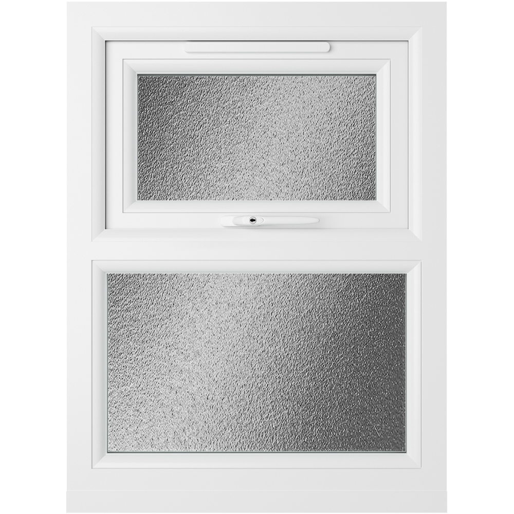 Crystal uPVC Triple Glazed Window Top Hung Over Fixed Light White Obscure Glass 610x820mm Image 2