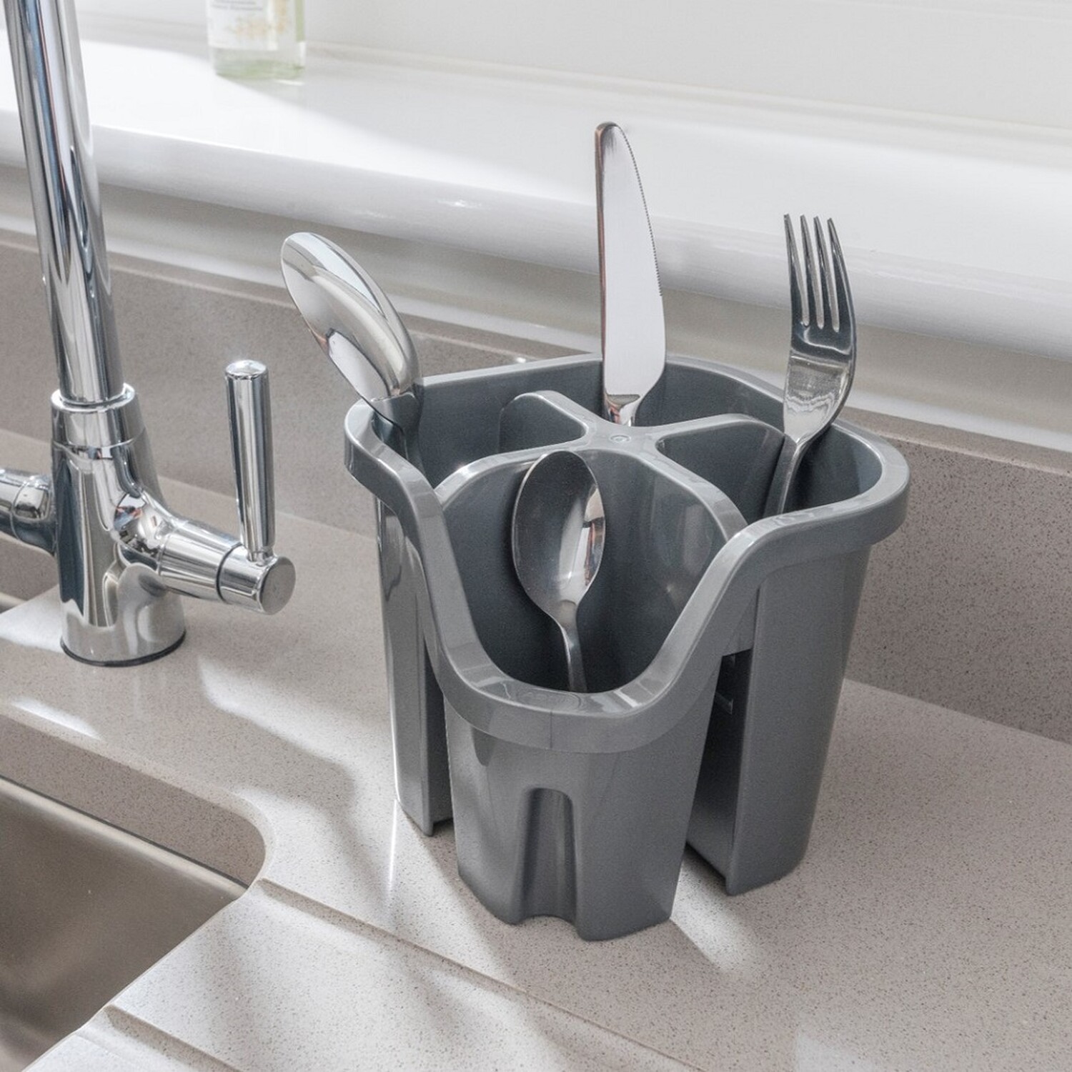 Addis 4 Compartment Cutlery Drainer Metallic Image 3