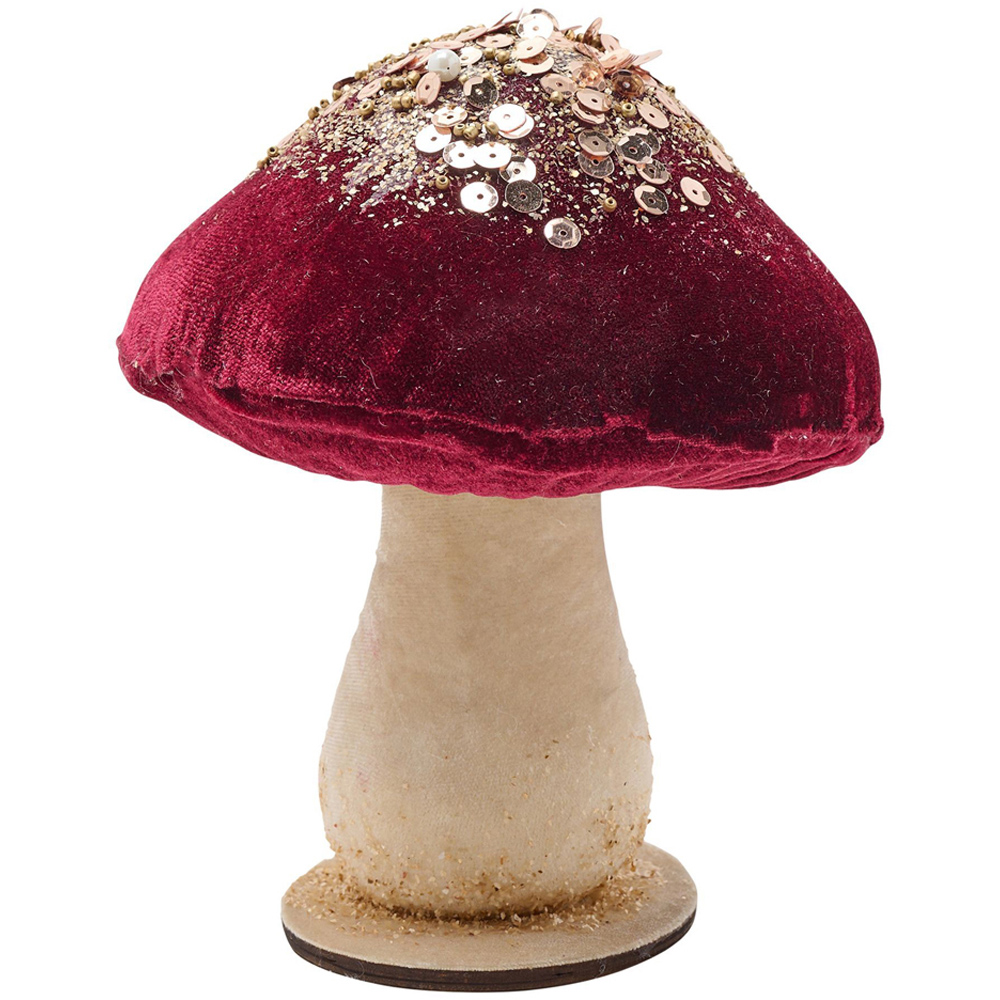 The Christmas Gift Co Red Velvet Mushroom 15cm Image 2