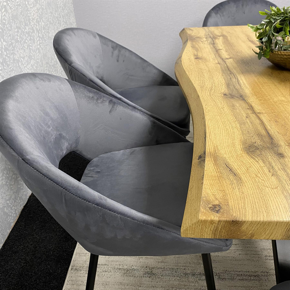 Kosy Koala 6 Seater Velvet Wooden Rectangle Dining Set with Bench Grey Image 2