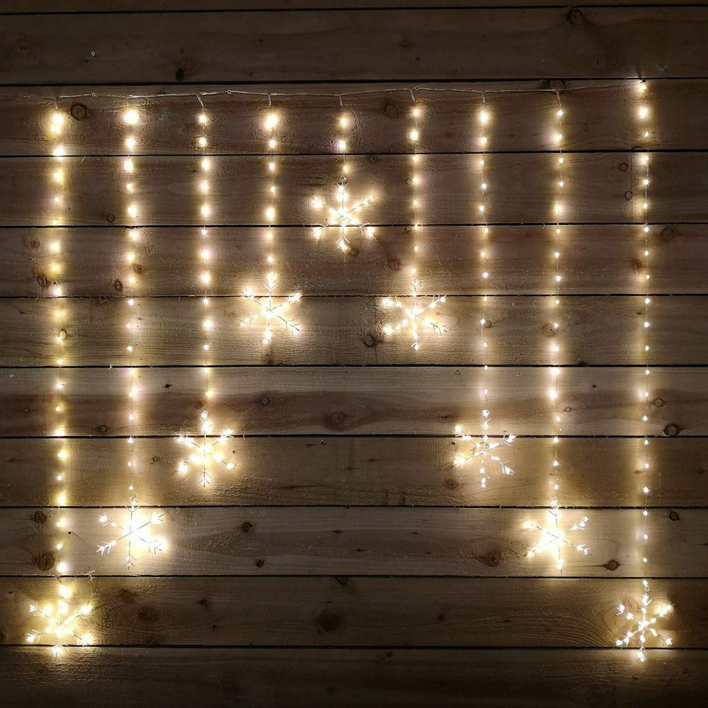 Samuel Alexander 339 Warm White LED Snowflake Silver Pin Wire Curtain Light 1.2 x 1.2m Image 4