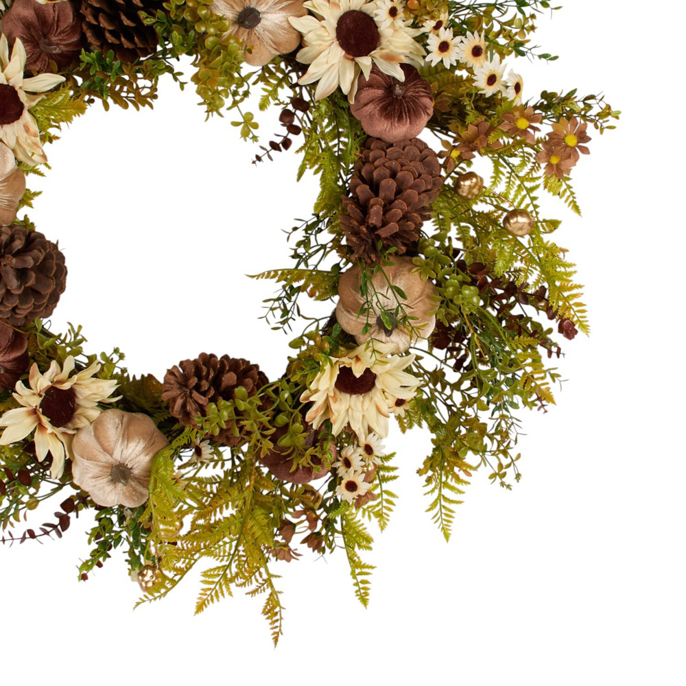 Autumnal Pumpkin and Pine Wreath Image 3