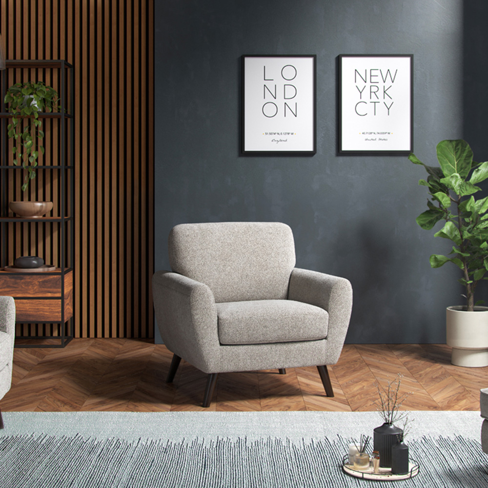 Lara Beige Boucle Linen Armchair Image 5