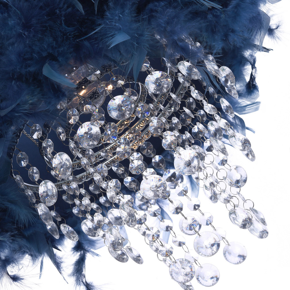 Happy Homewares Green Navy Pendant Shade with Transparent Acrylic Droplets Image 5