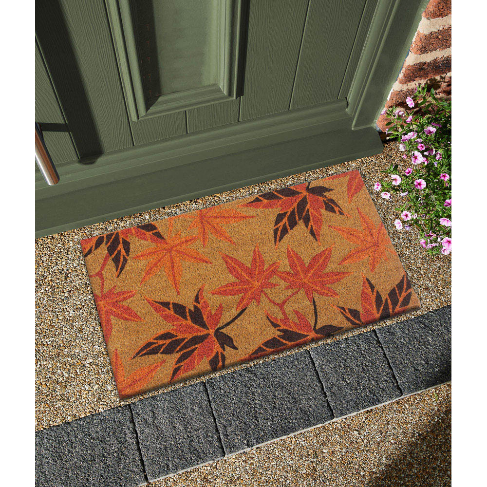 Eselle RHS Maple Leaves Orange Coir Door Mat 45 x 75cm Image 3