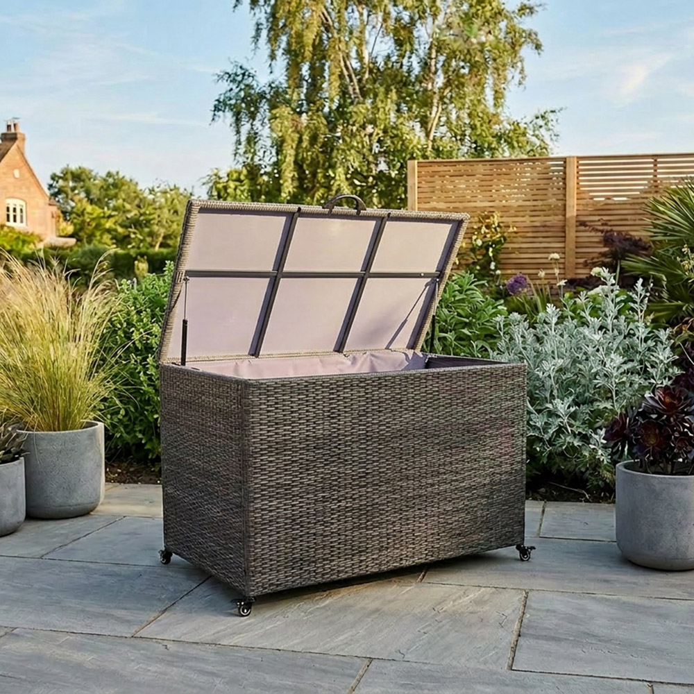 Royalcraft 510L Charcoal Rattan Weave Cushion Storage Box Image 3