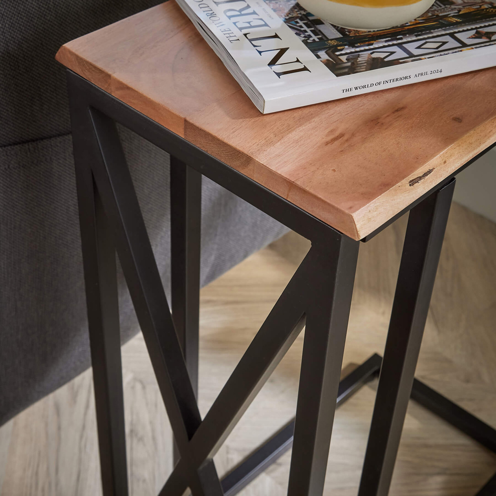 Home Source Pacific Natural Acacia Wood Side Table Image 3