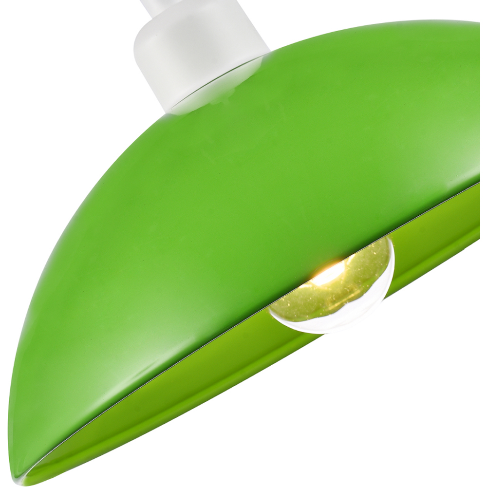 Happy Homewares Industrial Lime Green Gloss Disc Metal Pendant Shade Image 3