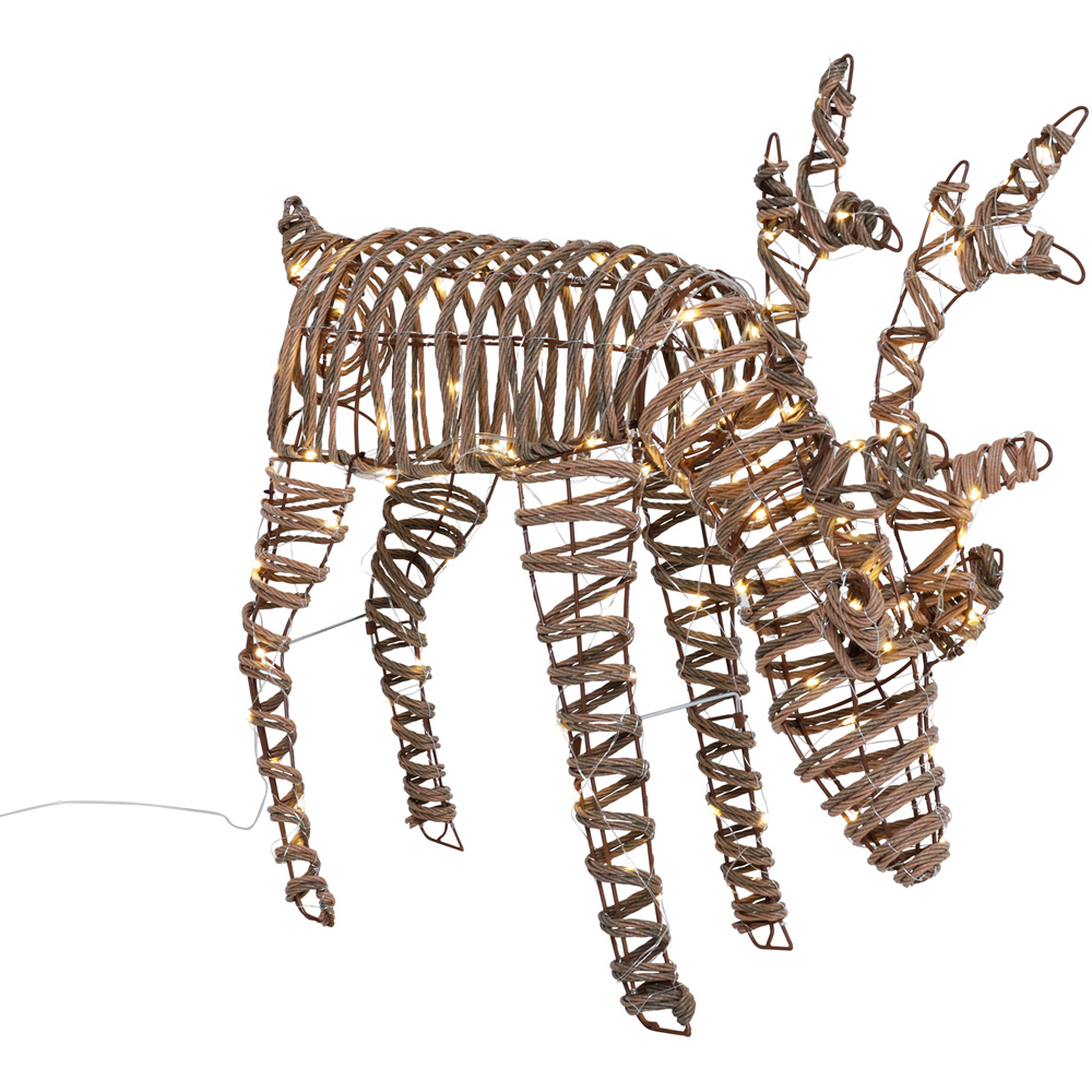 Charles Bentley Small Rattan Light Up Reindeer Christmas Decoration 60cm Image 2