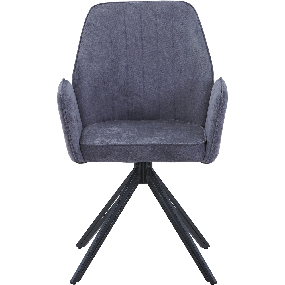 Core Products Aspen Set of 2 Grey Chenille Fabric Swivel Dining Armchair Image 2
