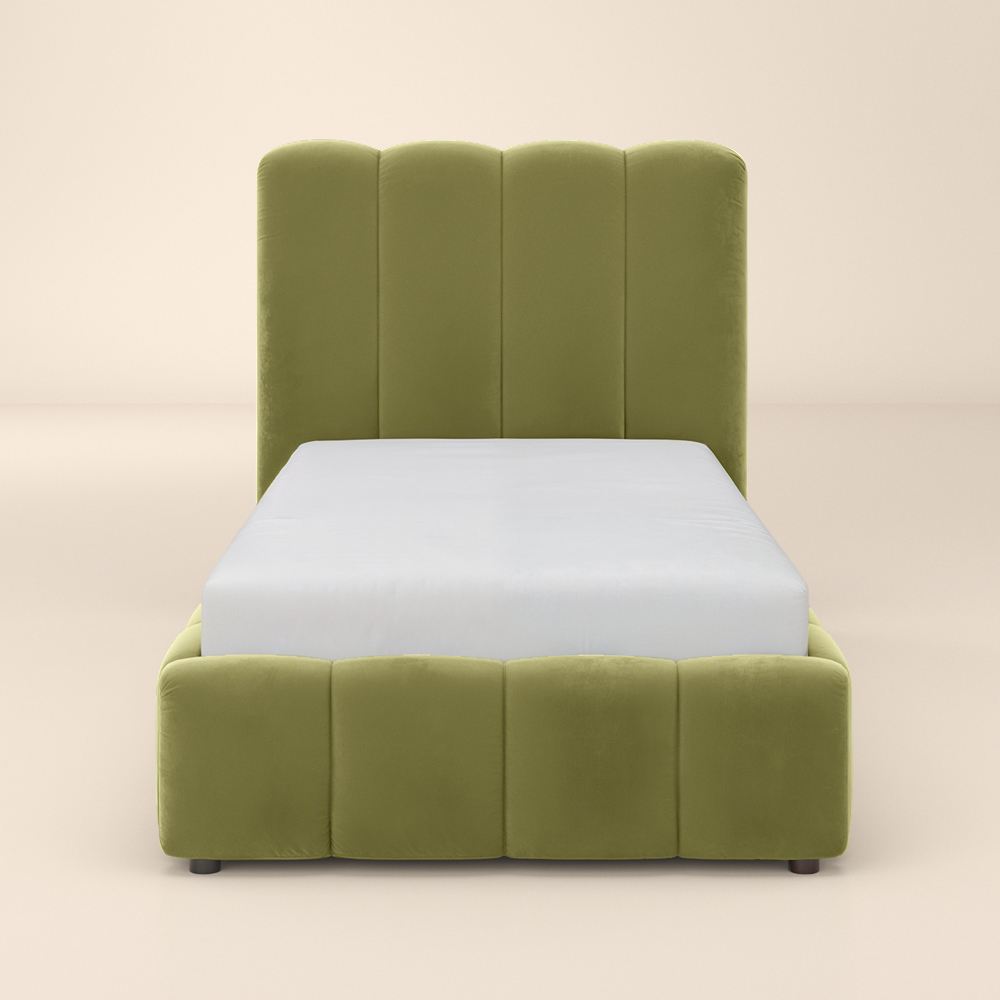 Solace+Co Emilie Single Green Velvet Ribbed Ottoman Bed Image 3
