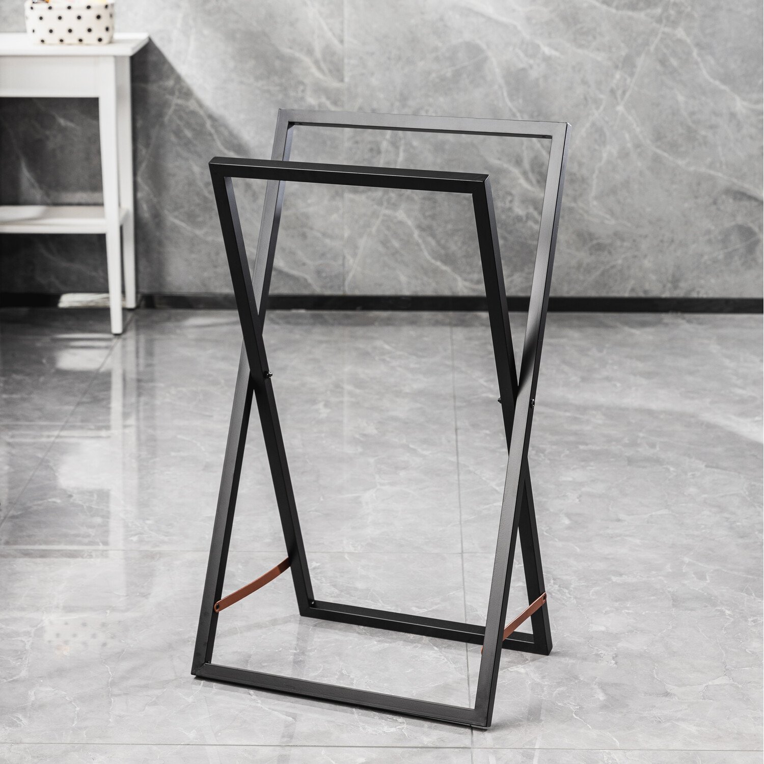 Foldable Rectangle Towel Rack - Black Image 3