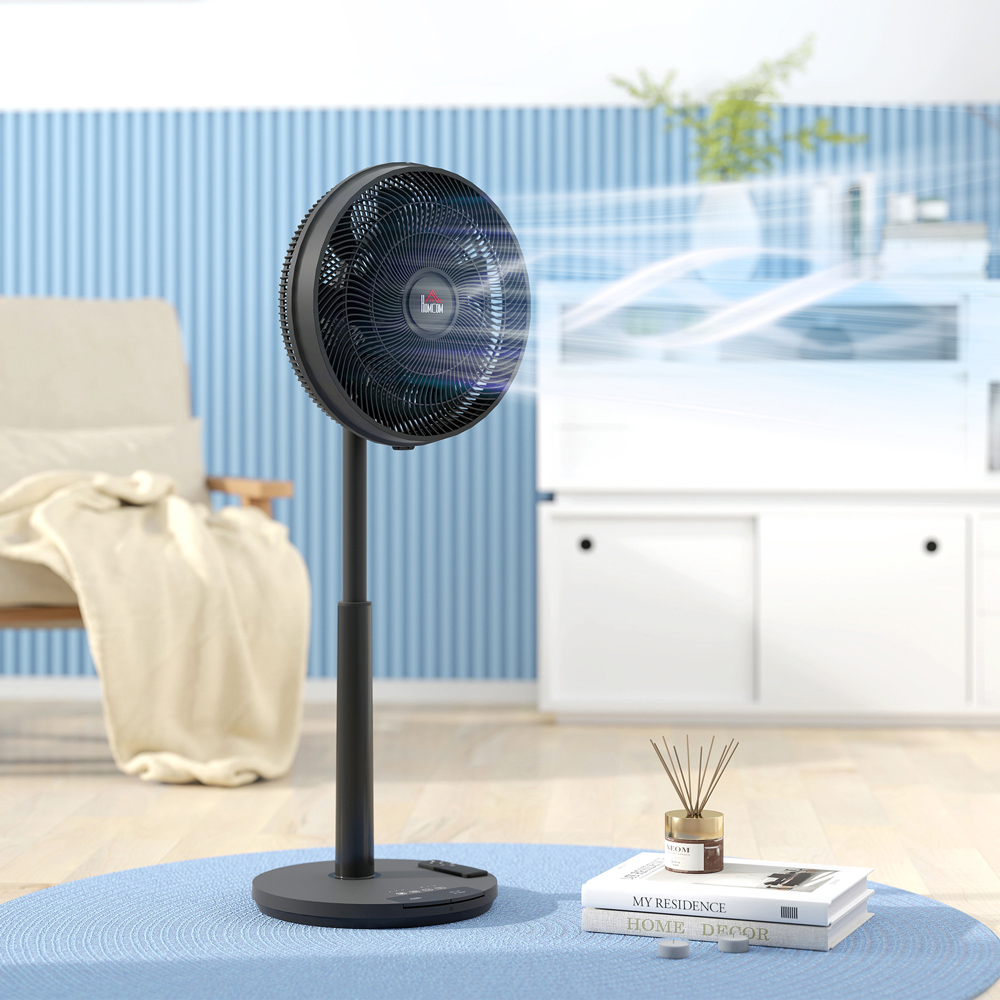 HOMCOM Black Oscillating Pedestal Fan with Adjustable Height and Timer 43 inch Image 2