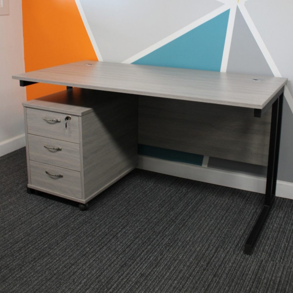 Kosy Koala Grey Wooden Office Desk with Drawer Unit Image 8