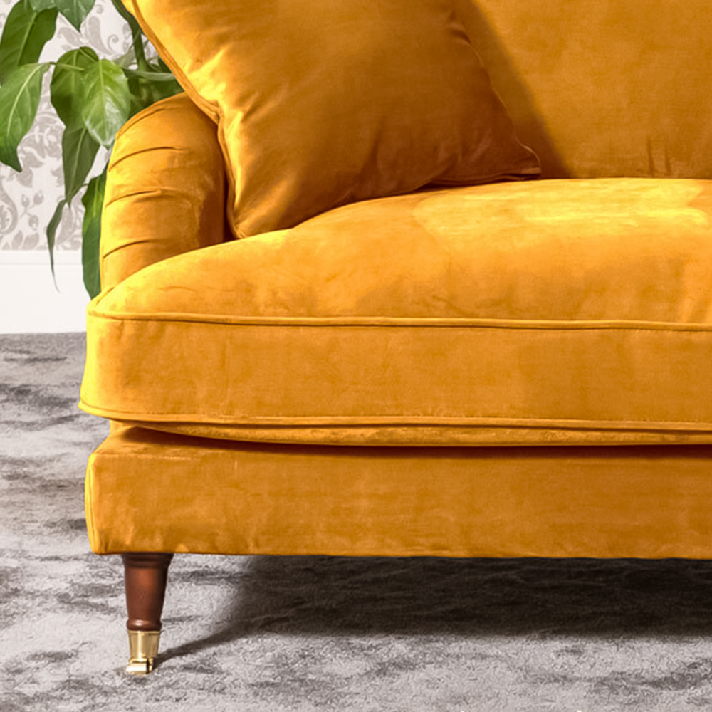 Mackenzie 2 Seater Yellow Plush Velvet Sofa Image 3