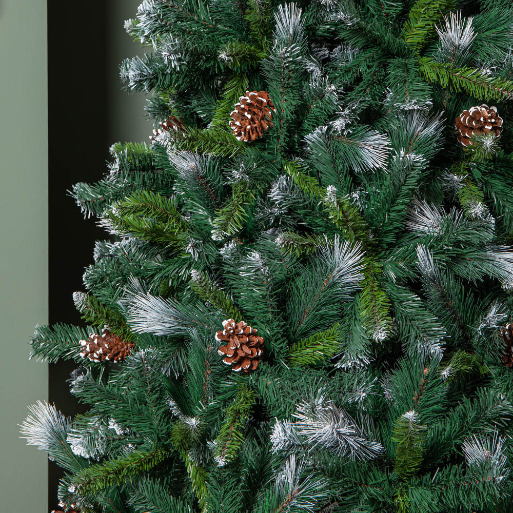 Samuel Alexander Frosted Glacier Pine Snow Tipped Artificial Christmas Tree with Pinecones 7ft Image 4