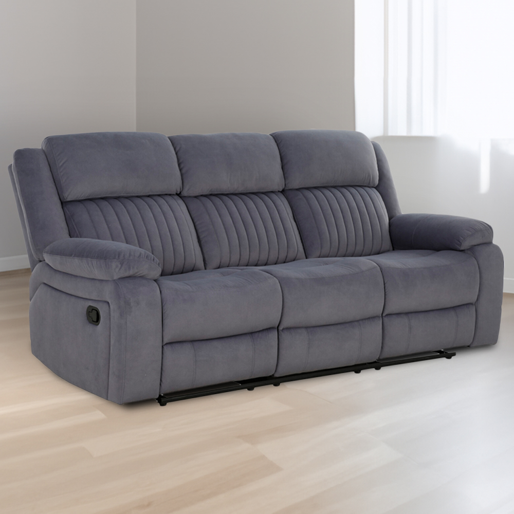 Haddon 3 Seater Dark Grey Manual Recliner Sofa Image 5