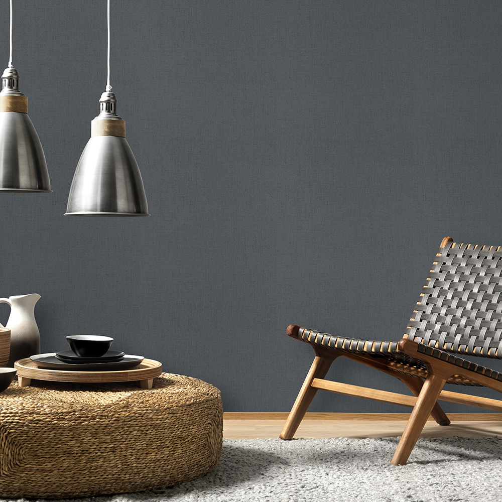 Erismann Elin Woven Modern Plain Black Wallpaper Image 3