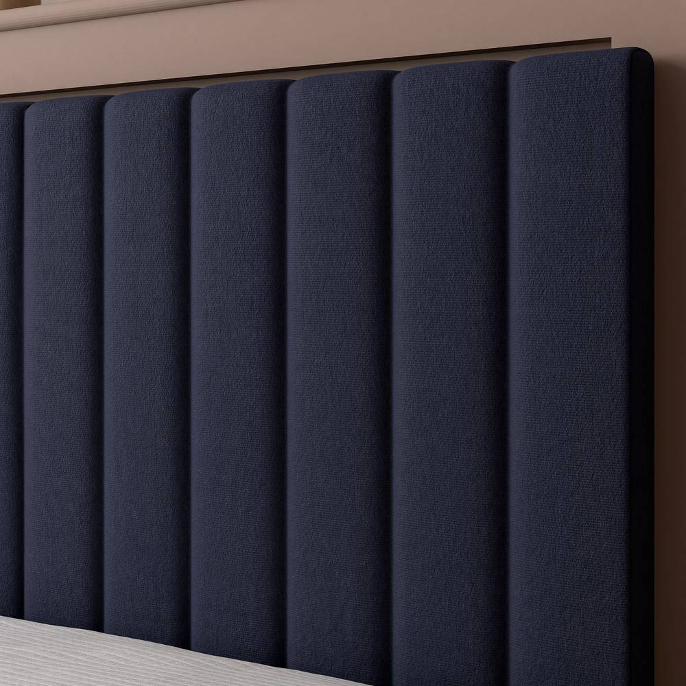 XR Living Maisie Double Navy Blue Velvet Ottoman TV Bed with LED Under Frame Image 6