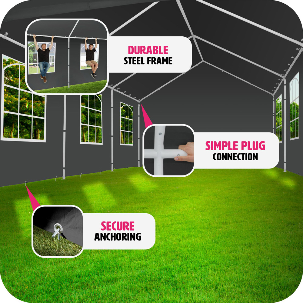 tectake Mammut 8 x 4m Grey Weather and UV Resistant Panel Gazebo Image 7