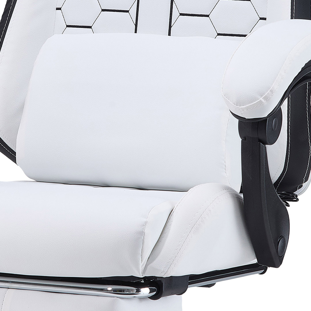 Living and Home White and Black Reclining Backrest Gaming Chair with Massage and Footrest Image 3