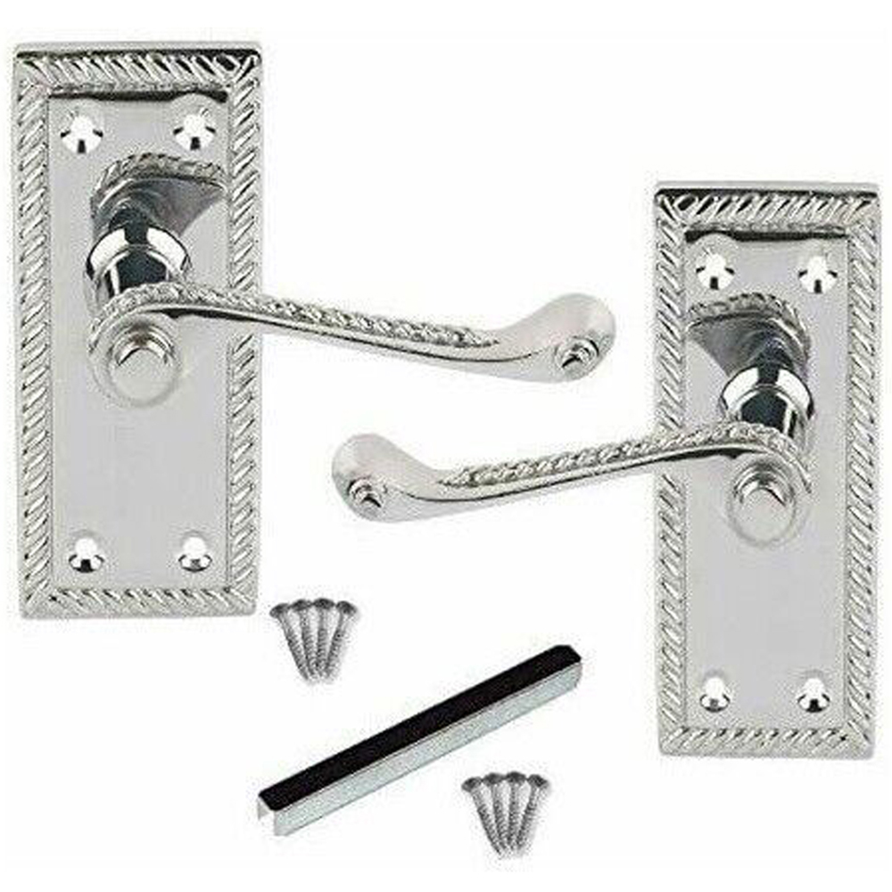 Golden Grace Polished Chrome Georgian Lever Latch Door Handle Set 5 Pack Image 2