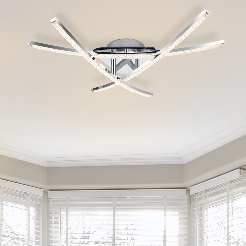 Cosylyte Samford 3 Light Beaded Chrome LED Flush Ceiling Light Image 2