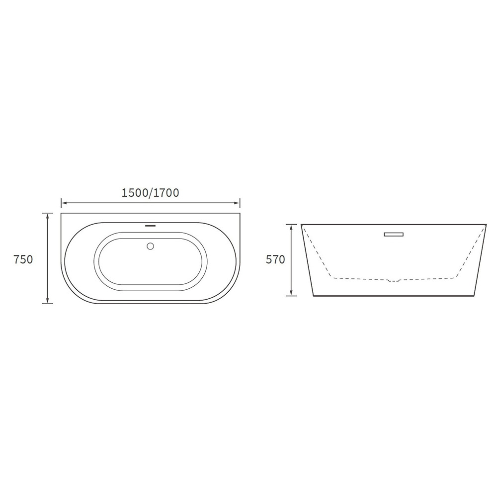 Bathstore Corsica White Back to Wall Double Round End Freestanding Bath 1700 x 750mm Image 6